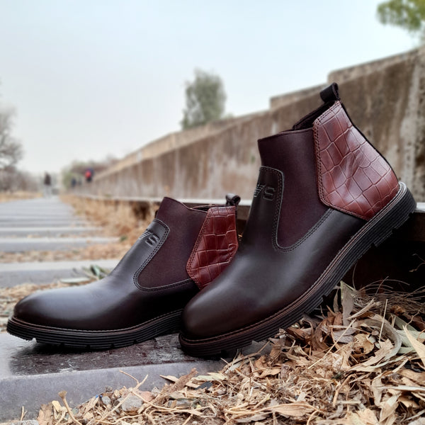 demis boots chelsea en cuir marron foncé